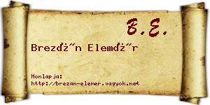 Brezán Elemér névjegykártya